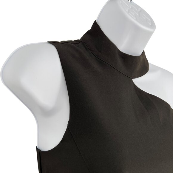 French Connection Echo One Shoulder Asymmetric Halter Dress Black Size 2 NWOT - Picture 4 of 10